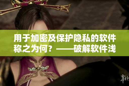 用于加密及保护隐私的软件称之为何？——破解软件浅析