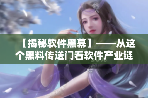 【揭秘软件黑幕】——从这个黑料传送门看软件产业链的黑暗面 【揭秘软件黑幕】——从这个黑料传送门看软件产业链的黑暗面